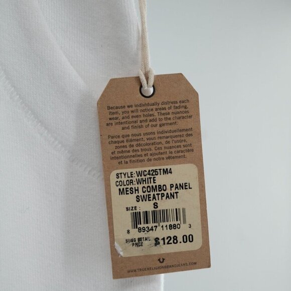 True Religion Women's White Mesh Combo Panel Joggers | S | NWT - Picture 5 of 8